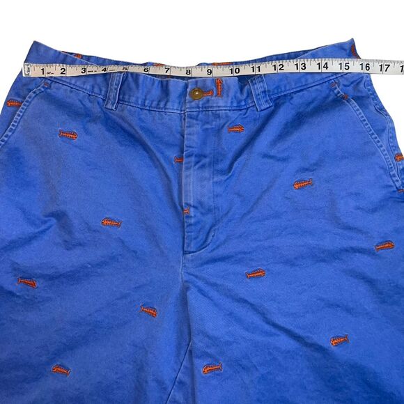 J McLaughlin Shorts Men 34 Blue Beachy Embroidered Fish Skeleton Preppy Chinos - Picture 6 of 14